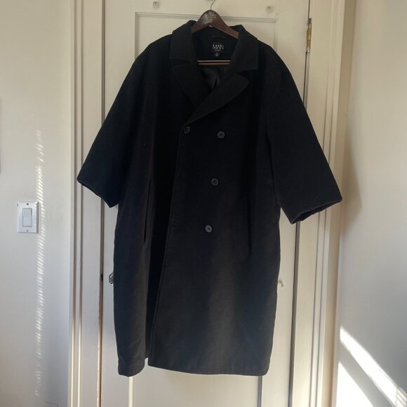 Boohoo Man 4XL Overcoat Black - Picture 2 of 7